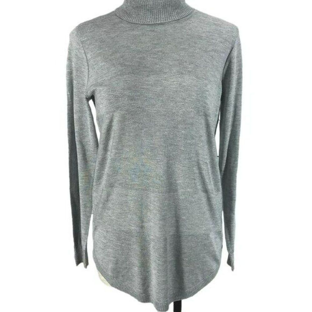Apt.9 Heather Grey Light Stripe Turtleneck‎ Sweater Size Small